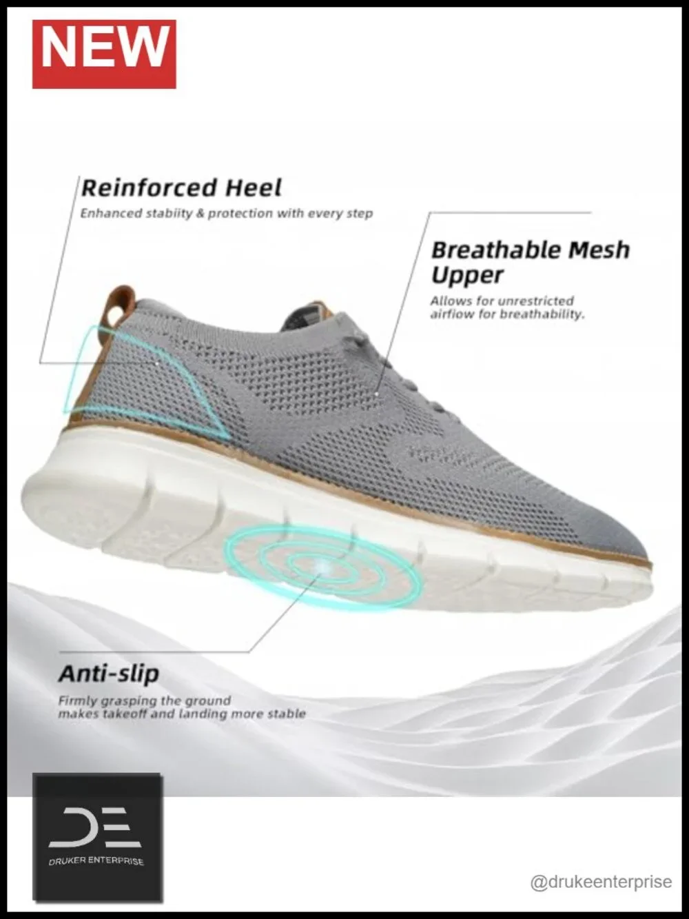 Men's Mesh Oxfords Business Casual Walking Sneakers Lightweight Memory Foam